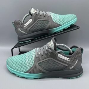 Ariat Fuse Womens Sz 7B Shoes Mesh Teal Gray Breathable Athletic Comfort Sneaker